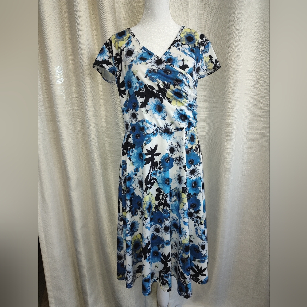 NWT Floral Blue and White Dress